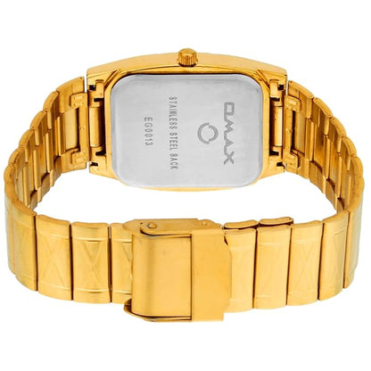 Omax Golden Rectangle Dial With Golden Strap  Date Display Watch for Men BGS175A001