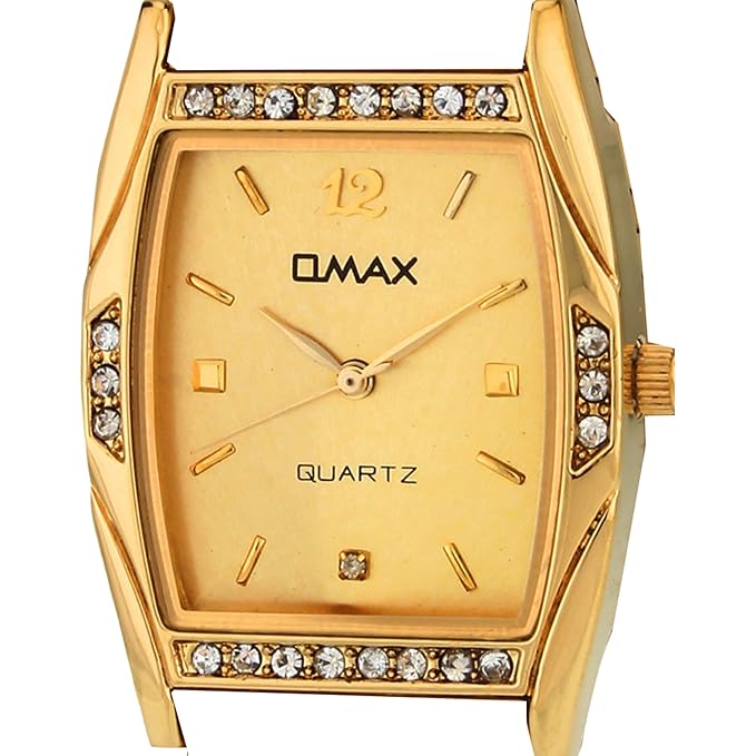 Omax Golden Rectangle Dial With Golden Strap  Date Display Watch for Men BGS175A001