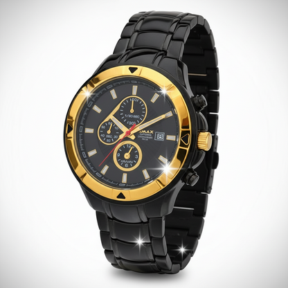Omax Men's Black Chronograph Stainless Steel Watch - CS162
