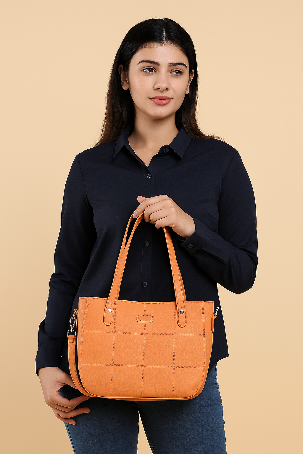 Omax Orange Genuine Leather Handbag Bag LTHRL06