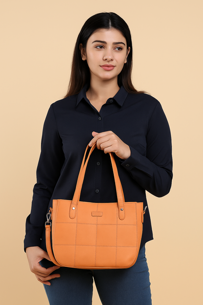 Omax Orange Genuine Leather Handbag Bag LTHRL06