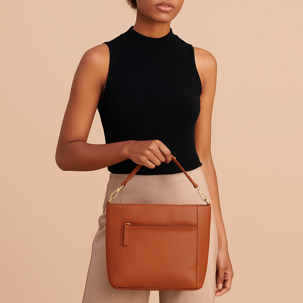 Omax Tan Soft Genuine Leather with Premium Accessories Handbags & Shoulder Bags for Women LTHRL2