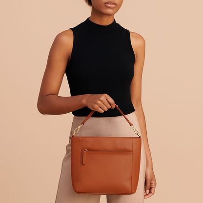 Omax Tan Soft Genuine Leather with Premium Accessories Handbags & Shoulder Bags for Women LTHRL2