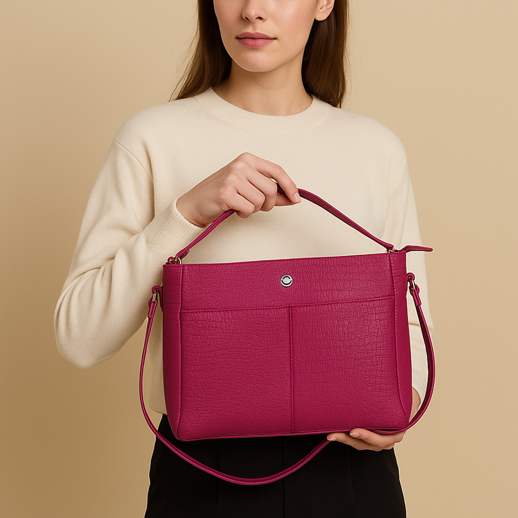 Omax Maroon Genuine Leather Croco Stylish Shoulder, Laptop Handbag for Women LTHRL3