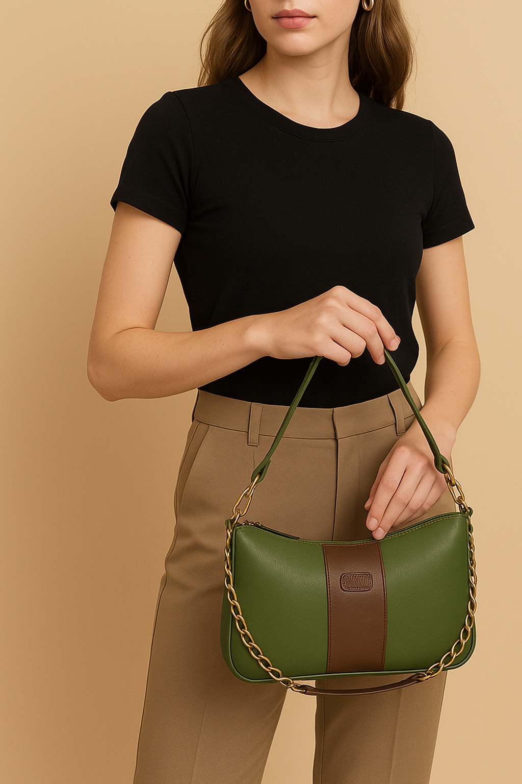 Omax Olive Full-Grain Genuine Leather Styles Branded Satchels Handbags & Shoulder Sling Bags, Ladies Purse for Women-LTHRL8