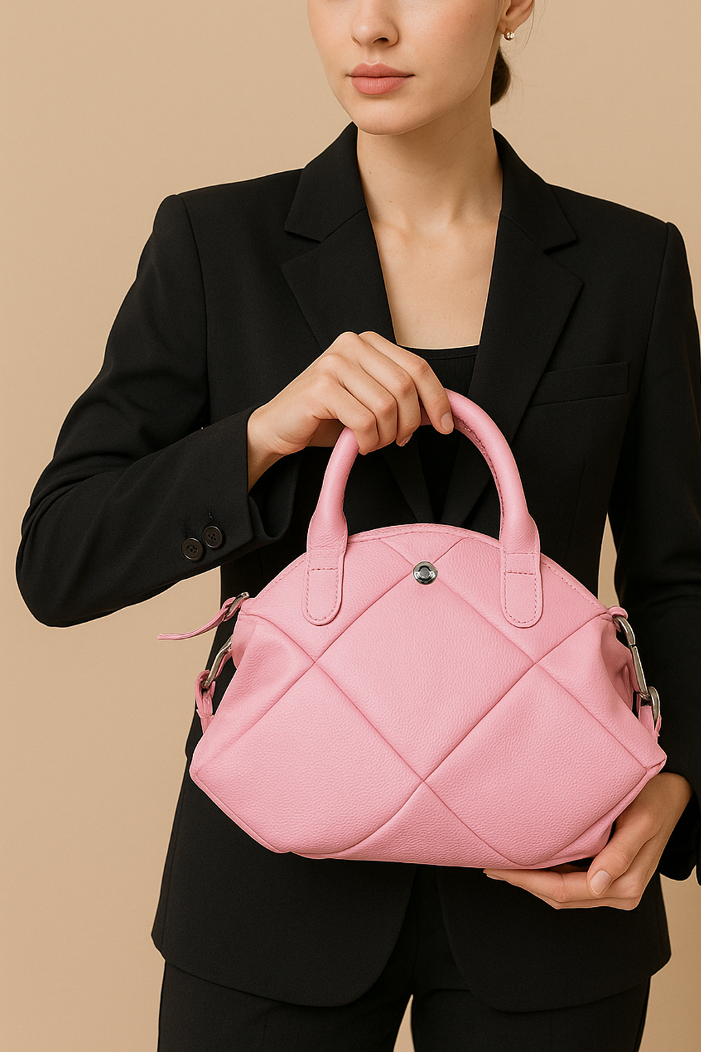 Omax Pink Full Grain Genuine Leather Unique Football Style Handbag for Women LTHRL1