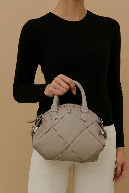 Omax Beige Full Grain Genuine Leather Unique Football Style Handbag for Women LTHRL1