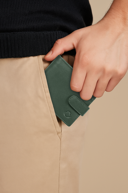 OMAX Olive Loop Closure Soft Genuine Leather Men's Wallet BW256
