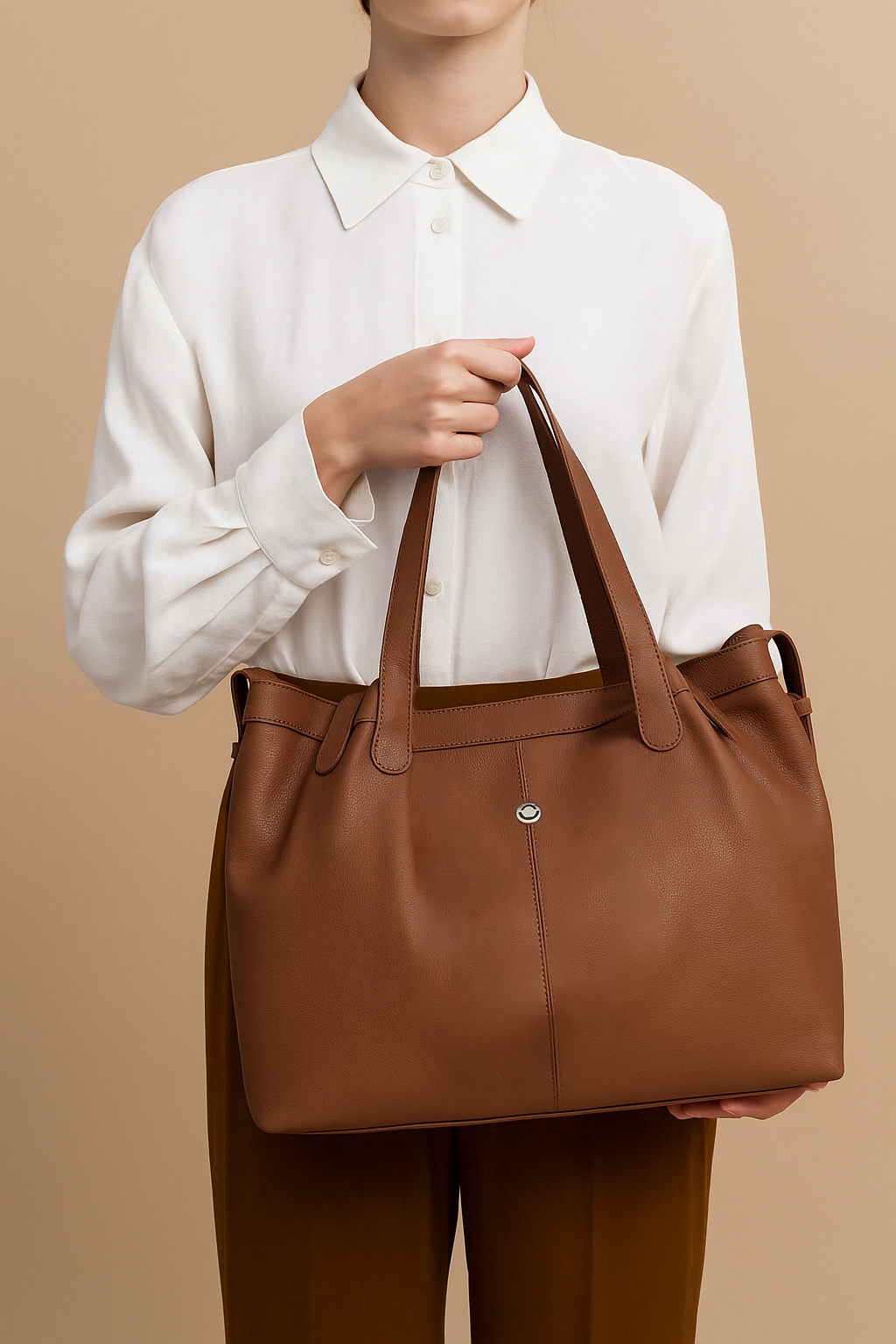 Omax Brown Genuine Leather Shoulder Handbag for Women FL33