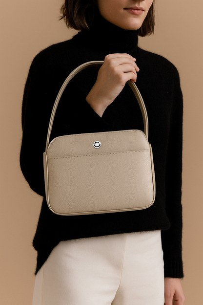 Omax Beige Color Genuine Leather Mini Satchel Handbag for Women FL21