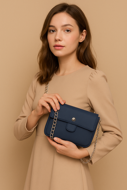 Omax Blue Genuine Leather Women Fashion Mini Shoulder Bag FL53