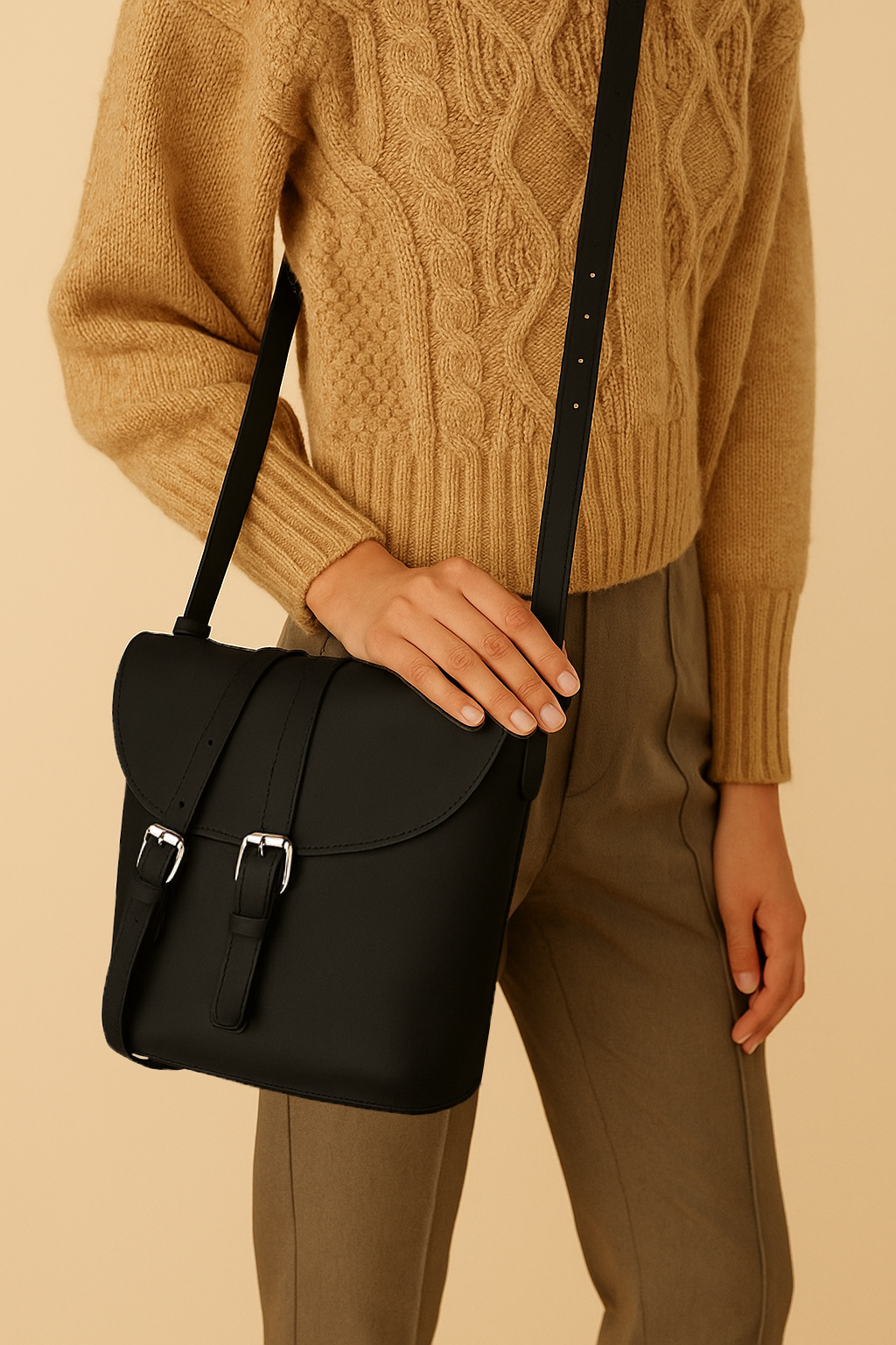 Omax Black Color Genuine Leather Sling Handbag for Women FL54
