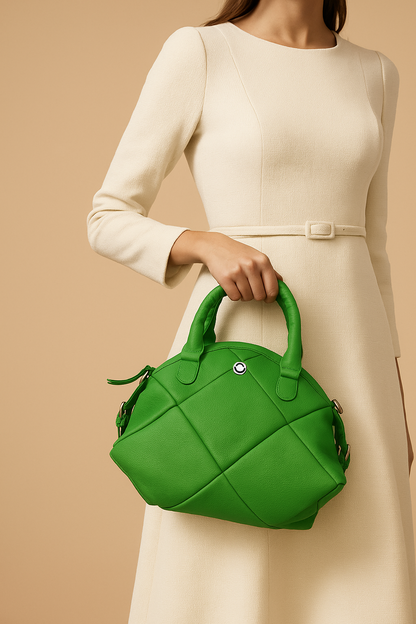 Omax Olive Full Grain Genuine Leather Unique Football Style Handbag for Women LTHRL1