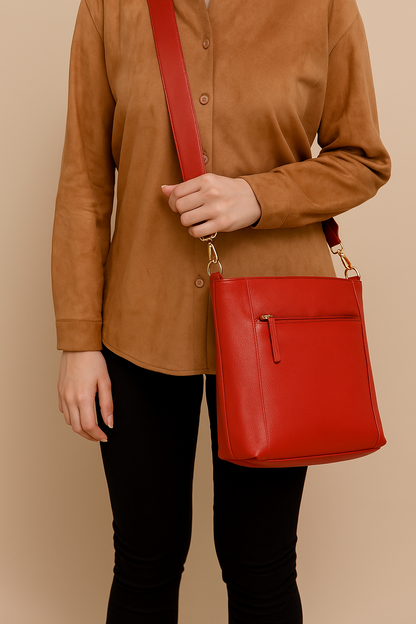 Omax Red Soft Genuine Leather with Premium Accessories Handbags & Shoulder Bags for Women LTHRL2
