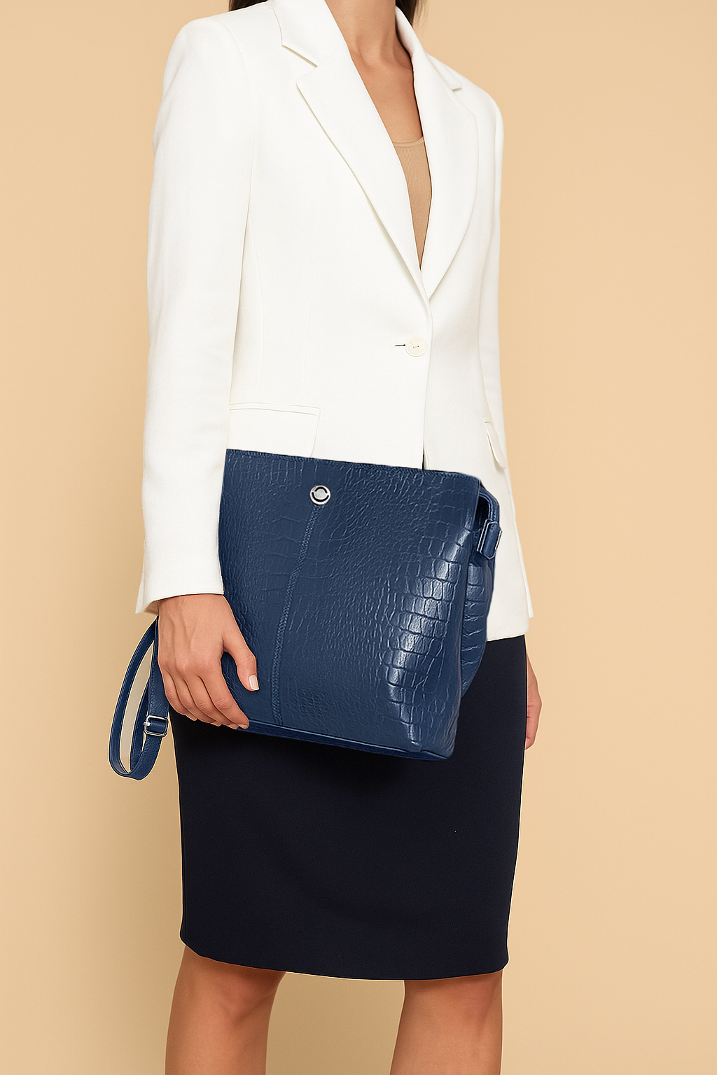 Omax Unique Design Blue Croco Genuine Leather Tote Handbag for Women FL14