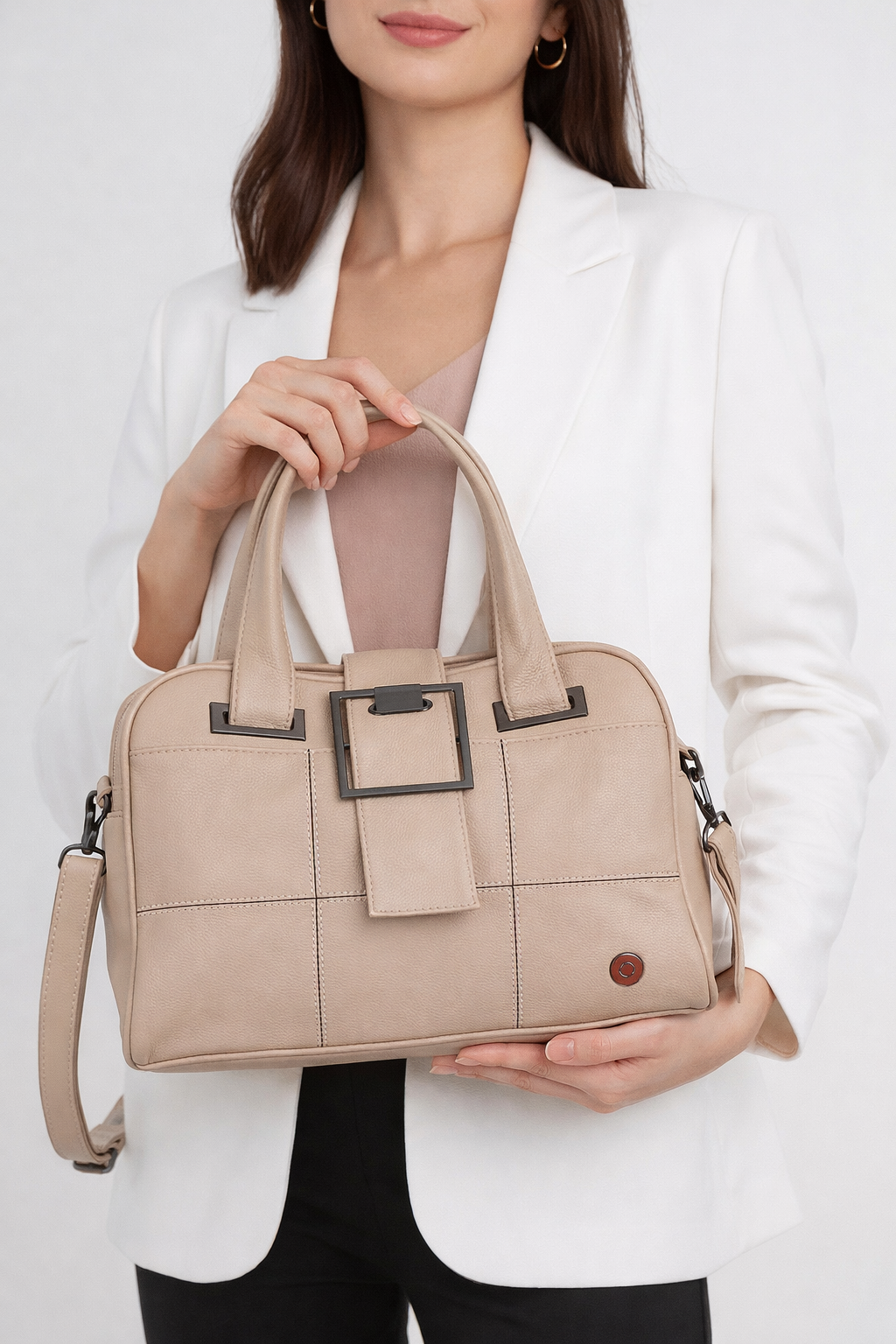 Beige Handbag for Women – OMAX F01 PU Leather Shoulder & Sling Bag - side view