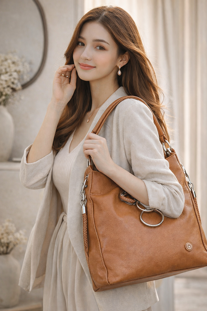 Brown Vegan Leather Handbag for Women – OMAX OMB-402 Shoulder & Sling Bag