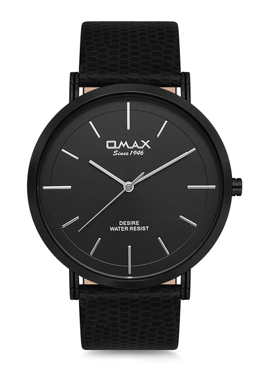 Omax Analog Black Dial with  Black Genuine Leather Strap Casual Watch for Men-DX31M22I