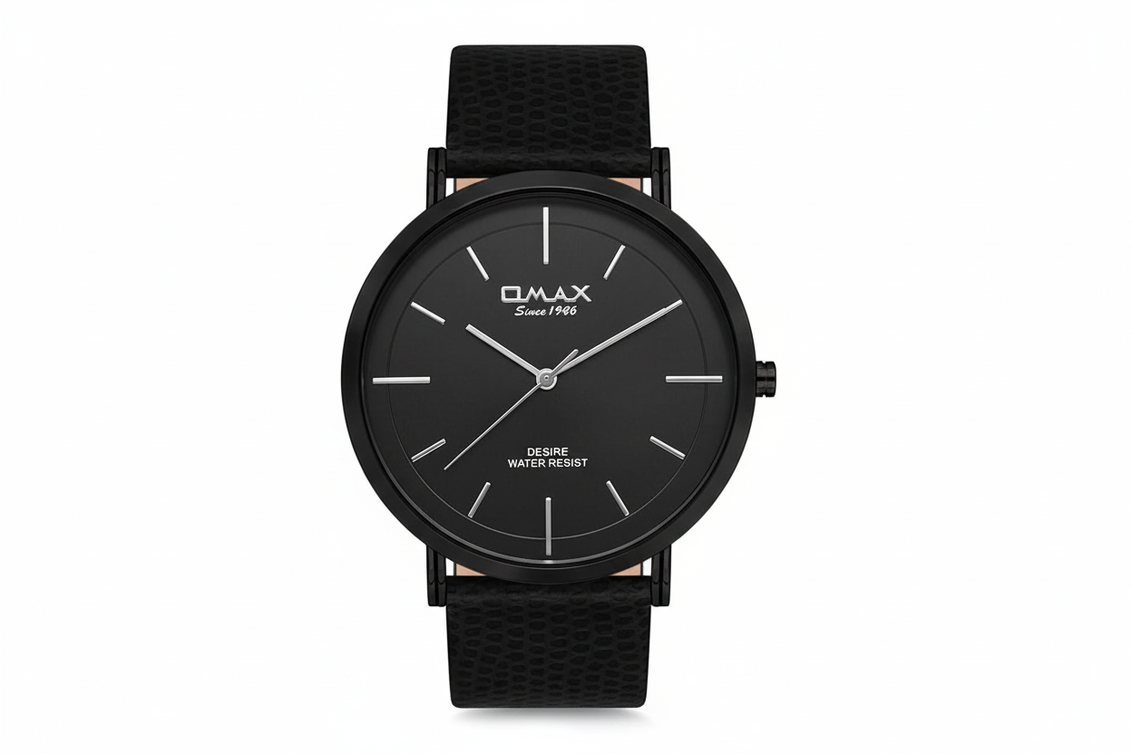 Omax Analog Black Dial with  Black Genuine Leather Strap Casual Watch for Men-DX31M22I