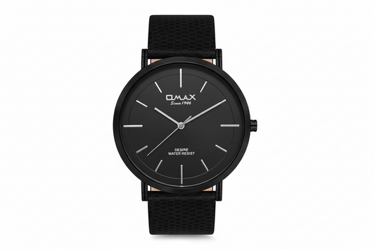 Omax Analog Black Dial with  Black Genuine Leather Strap Casual Watch for Men-DX31M22I