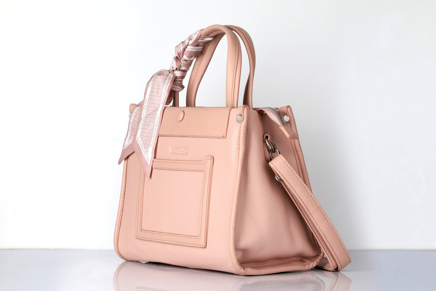 Omax FL536 Blush Pink Bag – Angle View with Dual Handles