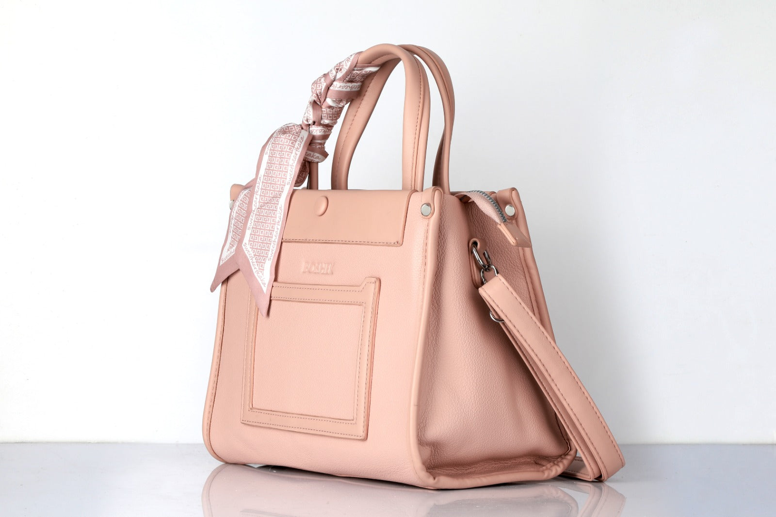 Omax FL536 Blush Pink Bag – Angle View with Dual Handles
