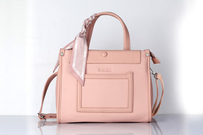 Omax FL536 Blush Pink Handbag – Flat Lay with Contents
