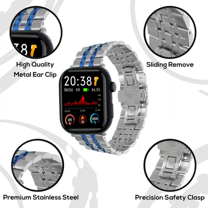 Omax Stainless Steel Metal Chain Bands Compatible with Apple Watch Band Ultra 2 49mm 45mm 44mm 42mm for iWatch Bands Ultra Series 9 8 7 6 5 4 3 2 1 SE SE2 FMS104