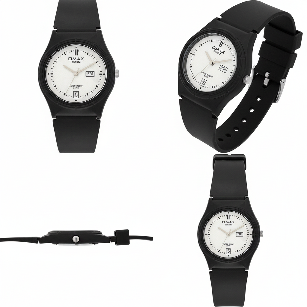 Omax Kids Analog Watch White Dial Black Strap - FS143
