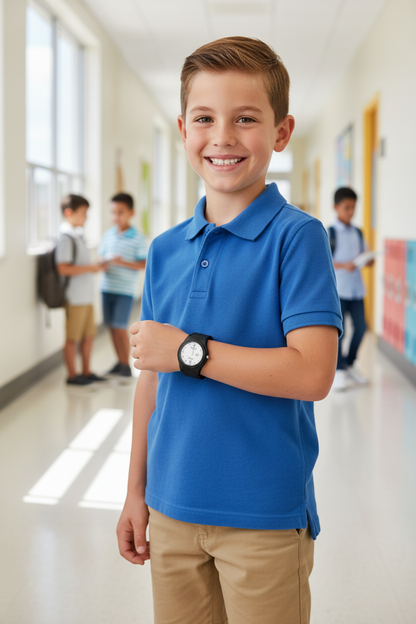 Omax Kids Analog Watch White Dial Black Strap - FS143