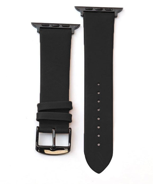 Boshek Black Genuine Leather Watch Strap. Black Stainless Steel Buckle Self Changeable FS308-BK-42-B