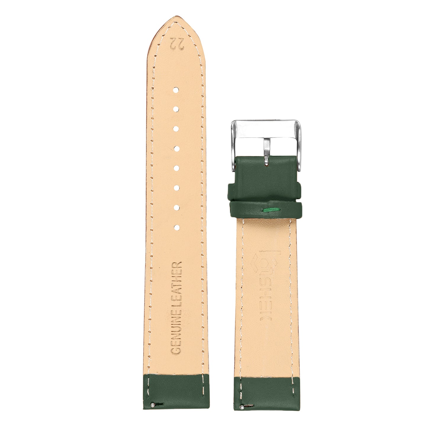 Boshek Green Semi Padded Genuine Leather Watch Strap for Quick Release and Self Changeable FS374-GR-20-S