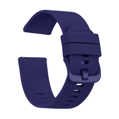 Omax 22MM Nevy Blue Color Herringbone textured, Ribbed Premium Grade, super flexible and smooth silicon watch strap and band compatible with All smart, digital and analog watches FSS05-NB-22-NB