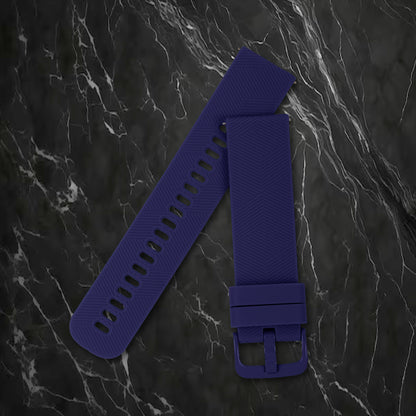 Omax 22MM Nevy Blue Color Herringbone textured, Ribbed Premium Grade, super flexible and smooth silicon watch strap and band compatible with All smart, digital and analog watches FSS05-NB-22-NB