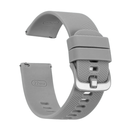 Omax 22MM Grey Color Herringbone textured, Ribbed Premium Grade, super flexible and smooth silicon watch strap and band compatible with All smart, digital and analog watches FSS05-GY-22-GY