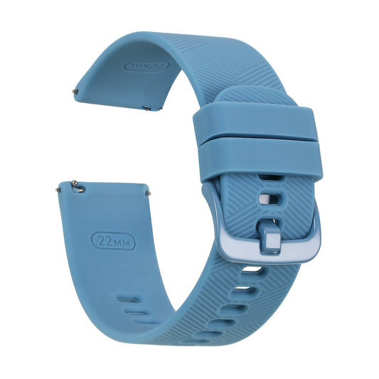 Omax 22MM Sky Blue Color Herringbone textured, Ribbed Premium Grade, super flexible and smooth silicon watch strap and band compatible with All smart, digital and analog watches FSS05-SB-22-SB