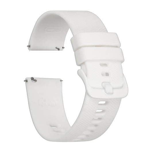 Omax 22MM White Color Herringbone textured, Ribbed Premium Grade, super flexible and smooth silicon watch strap and band compatible with All smart, digital and analog watches FSS05-WT-22-WT
