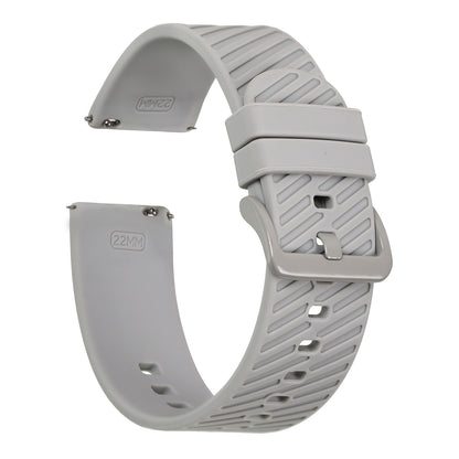 Omax 22 MM Grey Color Textured, Ribbed Premium Grade, super flexible and smooth silicon watch strap and band compatible with All smart, digital and analog watches FSS06-GY-22-GY