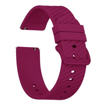 Omax 22 MM Maroon Color Textured, Ribbed Premium Grade, super flexible and smooth silicon watch strap and band compatible with All smart, digital and analog watches FSS06-MN-22-MN