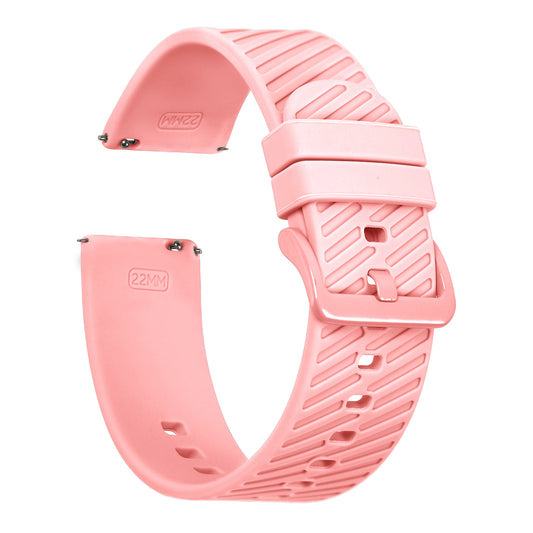 Omax 22 MM Pink Color Textured, Ribbed Premium Grade, super flexible and smooth silicon watch strap and band compatible with All smart, digital and analog watches FSS06-PK-22-PK