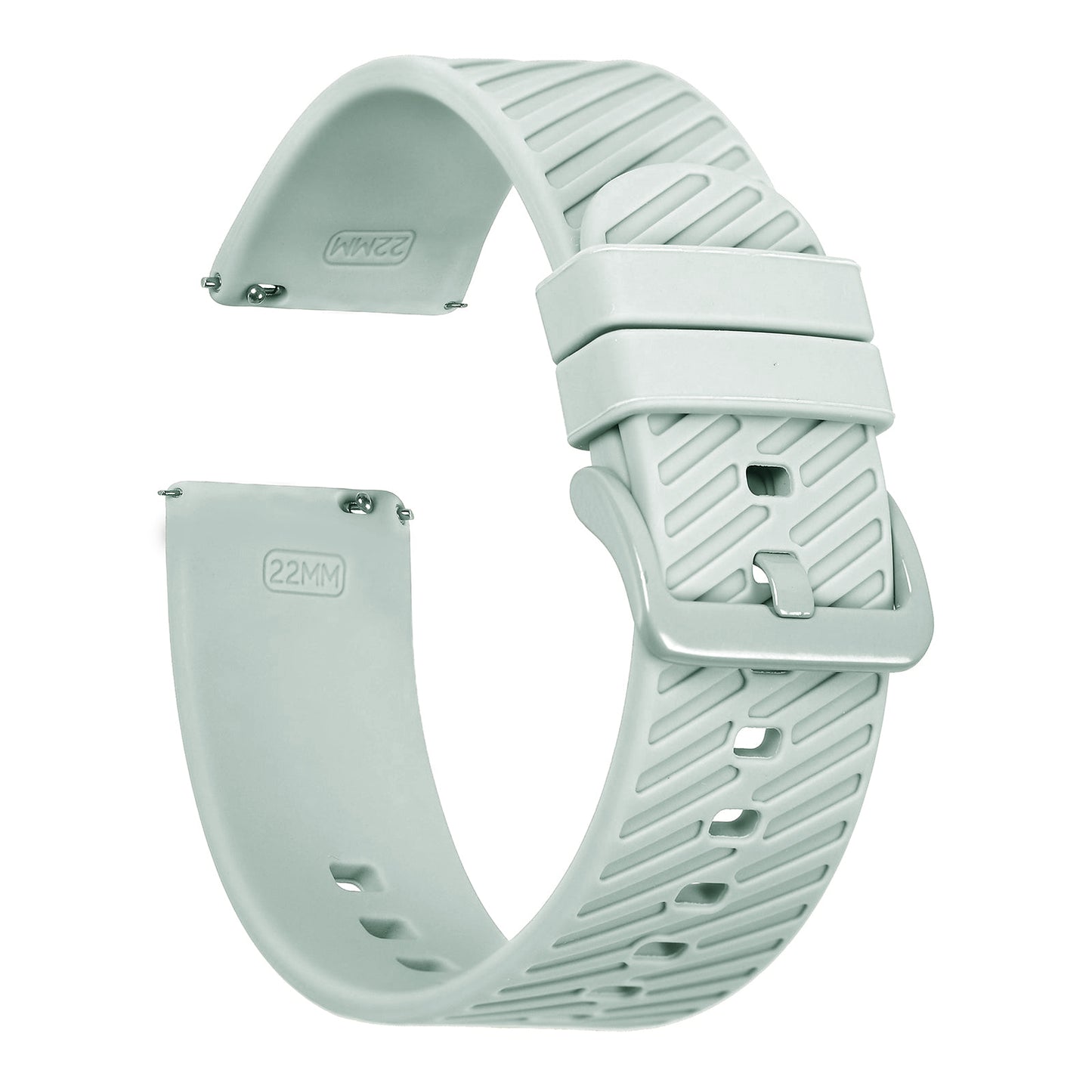 Omax 22 MM Sea Green Color Textured, Ribbed Premium Grade, super flexible and smooth silicon watch strap and band compatible with All smart, digital and analog watches FSS06-SGN-22-SGN