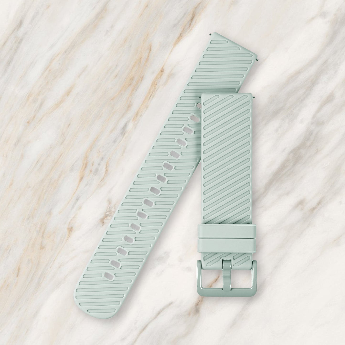 Omax 22 MM Sea Green Color Textured, Ribbed Premium Grade, super flexible and smooth silicon watch strap and band compatible with All smart, digital and analog watches FSS06-SGN-22-SGN