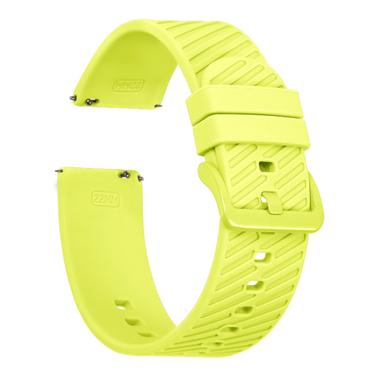 Omax 22 MM Neon Yellow  Color Textured, Ribbed Premium Grade, super flexible and smooth silicon watch strap and band compatible with All smart, digital and analog watches FSS06-YL-22-YL