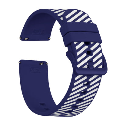 Omax Blue White Twill Silicone Smart Watch Replacement Band Universal Strap Compatible with All Brands Watch FSS07-BW-22-BL