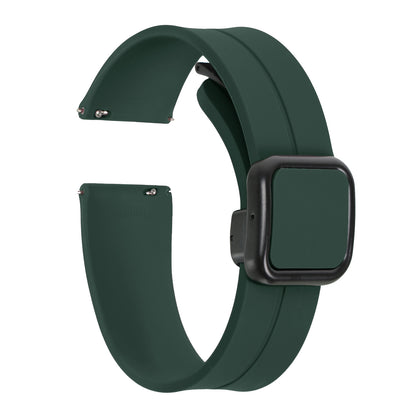 Omax 22 MM Green Magnetic Folding Clasp Silicone Strap Smart Watch Replacement Band Universal Strap Compatible with All Brands Watch FSS10-GN-22-BK