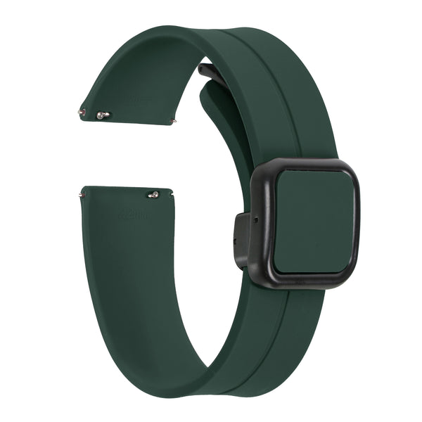Omax 22 MM Green Magnetic Folding Clasp Silicone Strap Smart Watch