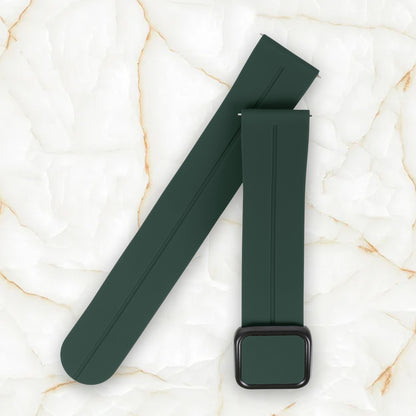 Omax 22 MM Green Magnetic Folding Clasp Silicone Strap Smart Watch Replacement Band Universal Strap Compatible with All Brands Watch FSS10-GN-22-BK
