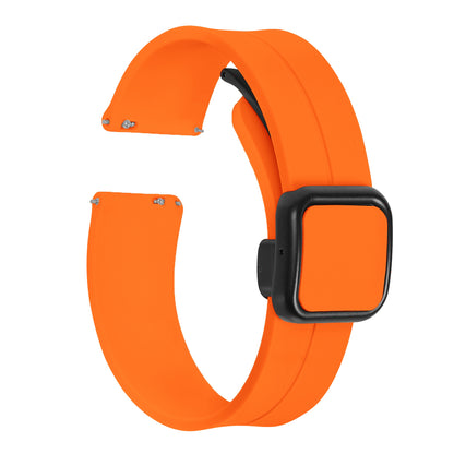 Omax 22 MM Orange Magnetic Folding Clasp Silicone Strap Smart Watch Replacement Band Universal Strap Compatible with All Brands Watch FSS10-OE-22-BK