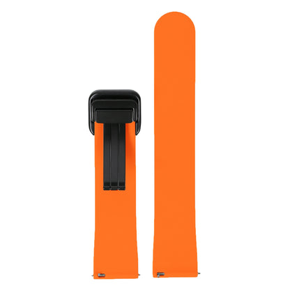 Omax 22 MM Orange Magnetic Folding Clasp Silicone Strap Smart Watch Replacement Band Universal Strap Compatible with All Brands Watch FSS10-OE-22-BK