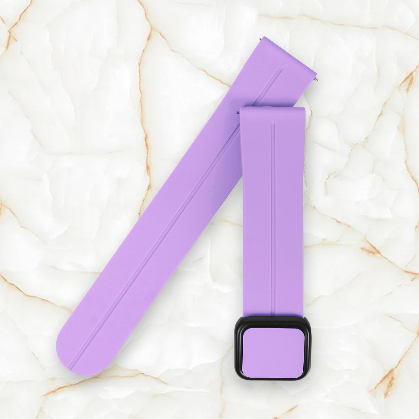 Omax 22 MM Purple Magnetic Folding Clasp Silicone Strap Smart Watch Replacement Band Universal Strap Compatible with All Brands Watch FSS10-PE-22-BK